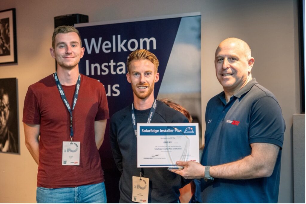 DEVI ontvangt het SolarEdge Installer Plus certificaat